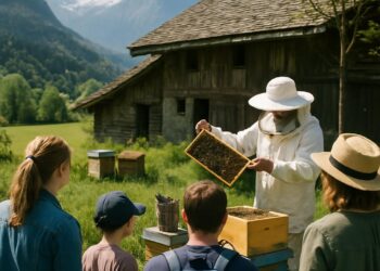Samoëns. Activités apicoles à l'écomusée du Clos-Parchet.