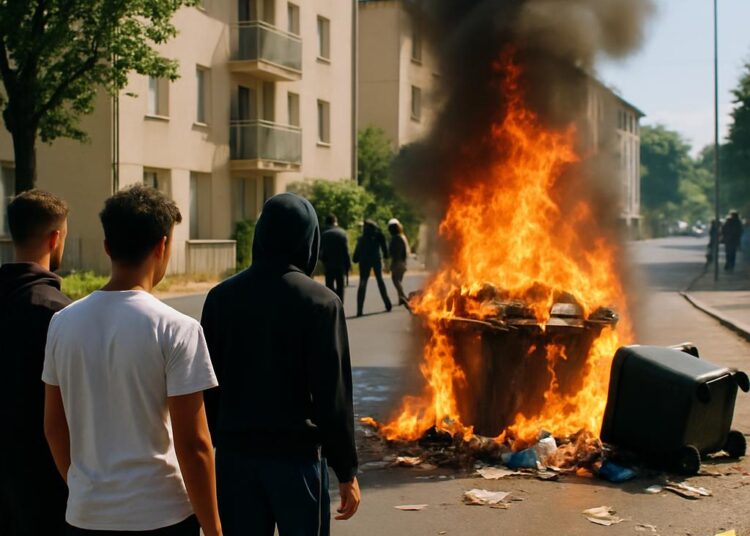 L’Isle-d’Abeau : des jeunes en conflit et des poubelles en feu, une violence urbaine troublante.