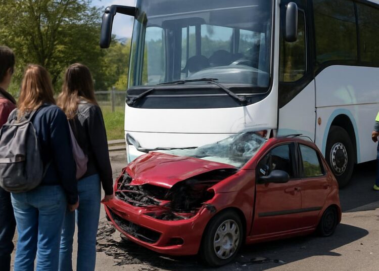 Isère : Un car en déséquilibre, l'avant d'une C3 écrasé, détails sur l'accident avec 47 lycéens.