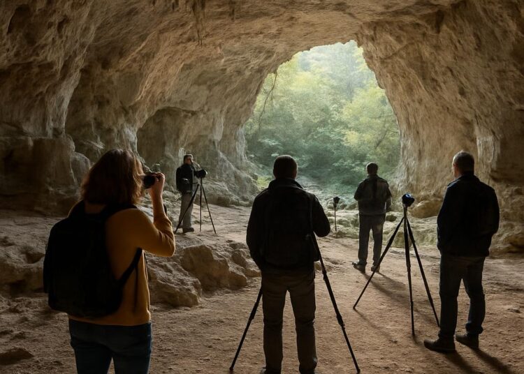 Atelier photo dans l'aven d'Orgnac le 25 octobre.