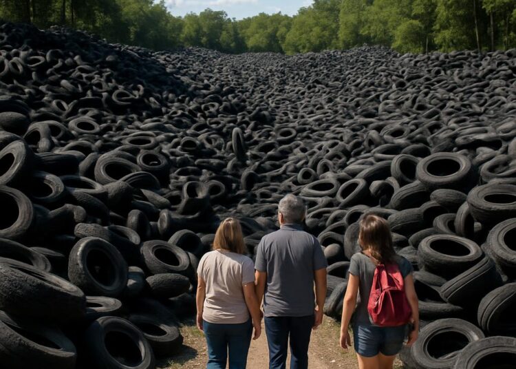 Ardèche : « Jamais vu une telle étendue » : une forêt de pneus s'installe en attendant d'être évacuée.