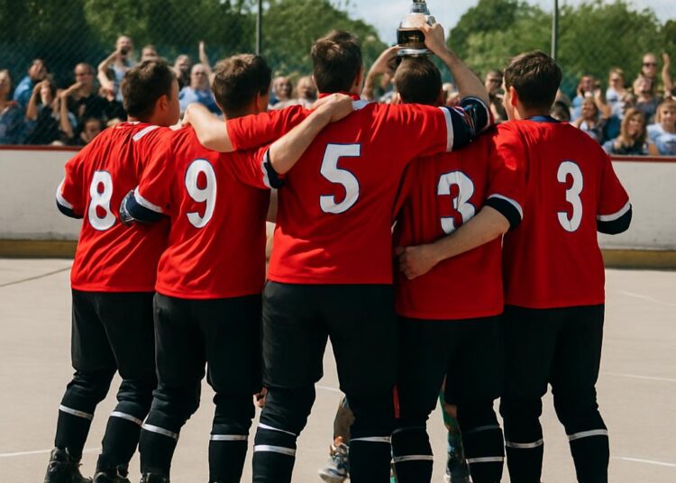 Roller hockey : les Aiglons de Valence, champions de Nationale 1, unis.