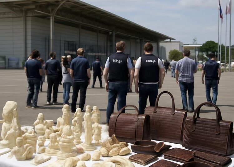 Avignon. Saisie d'objets en ivoire et en cuir de crocodile au Parc des expositions.