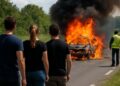 Ain : Quatre jeunes perdent la vie dans un véhicule en flammes après un accident.
