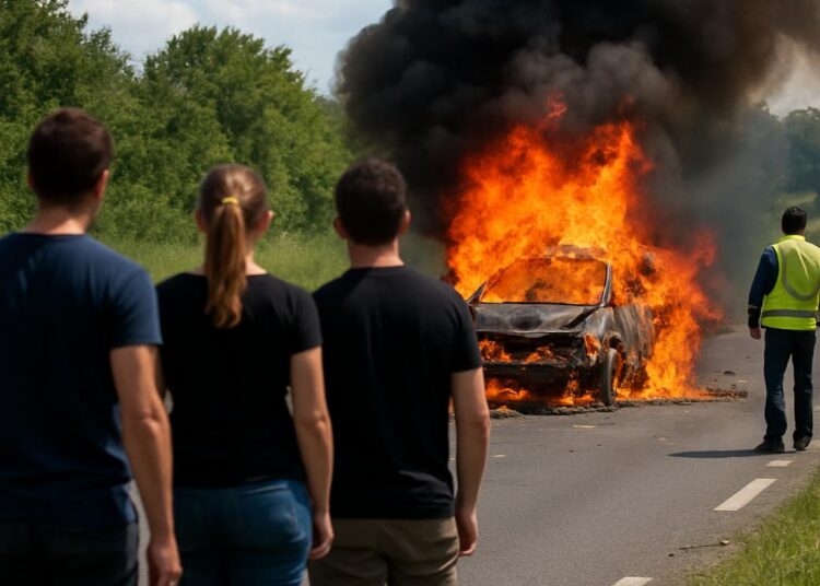 Ain : Quatre jeunes perdent la vie dans un véhicule en flammes après un accident.