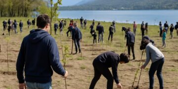 Aix-les-Bains : les élèves de Choudy mettent en terre 1 000 arbres à Aqualac.