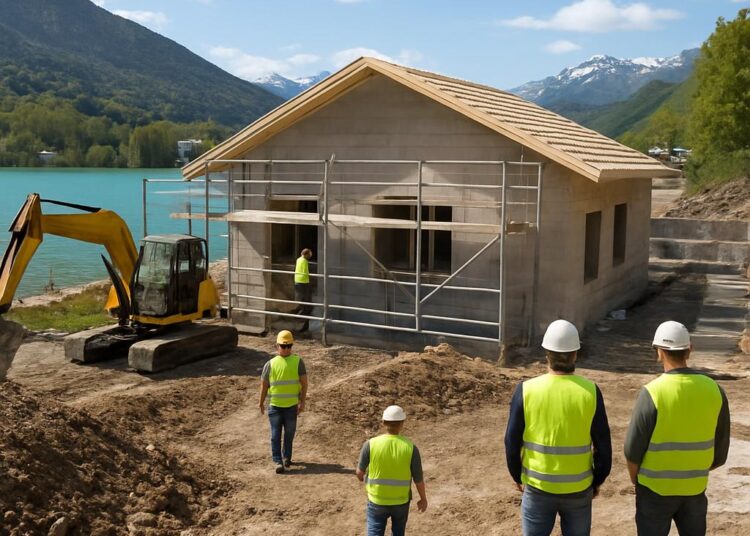 Savines-le-Lac : Avancement des travaux pour l'annexe de la maison de santé.