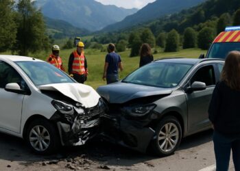 Accident en Haute-Savoie : deux véhicules entrent en collision, cinq blessés.