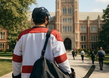 Téo Besnier, jeune talent du hockey, rejoint une université renommée en Amérique du Nord.