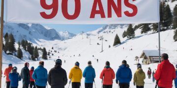 Célébration des 90 ans de ski à la station Le Seignus, Alpes-de-Haute-Provence.