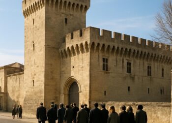 Carpentras : un tribunal fortifié pour des procès en temps de conflit.