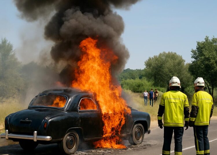 Vaucluse : Incendie d'une voiture de collection à Jonquières