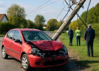 Isère : Un accident de voiture endommage un poteau électrique, un blessé et des coupures de courant.