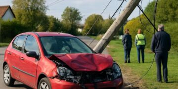 Isère : Un accident de voiture endommage un poteau électrique, un blessé et des coupures de courant.