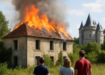 Incendie sur le toit d'une demeure inoccupée près du château de Moulinsard à Viry.