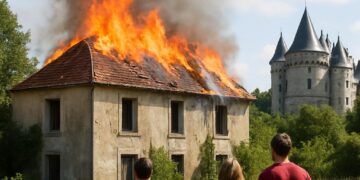 Incendie sur le toit d'une demeure inoccupée près du château de Moulinsard à Viry.