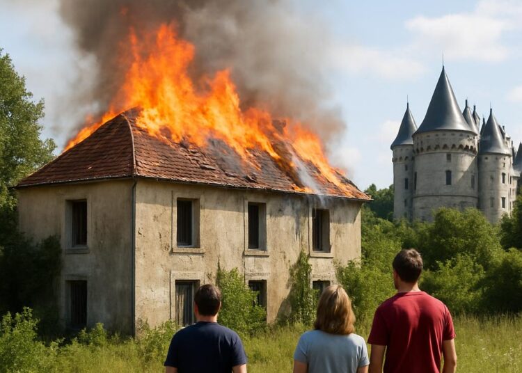 Incendie sur le toit d'une demeure inoccupée près du château de Moulinsard à Viry.