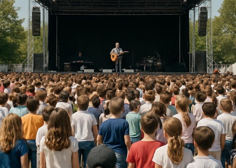 Échirolles : Souvenez-vous du concert de Maxime Le Forestier avec 2 000 enfants, il y a 41 ans.