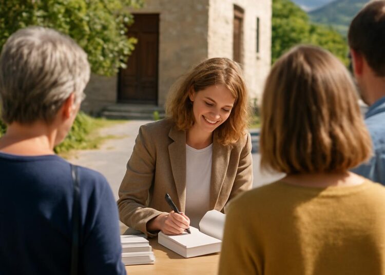 Séance de dédicaces avec Nina Almberg à La Salle-les-Alpes.