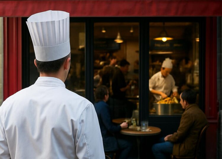 Un chef étoilé se tourne vers un bistrot, passionné par la perfection des frites.