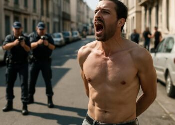 Valence. Un individu arrêté, sans haut, hurlant dans la rue.