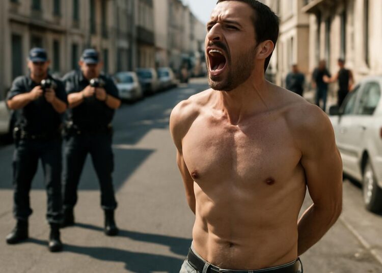 Valence. Un individu arrêté, sans haut, hurlant dans la rue.