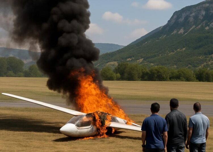Incendie d'un planeur à l'aérodrome de Sisteron-Thèze, occupants sains.
