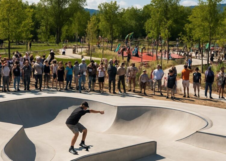 Inauguration du skate-park et du parc de Musinens à Valserhône.